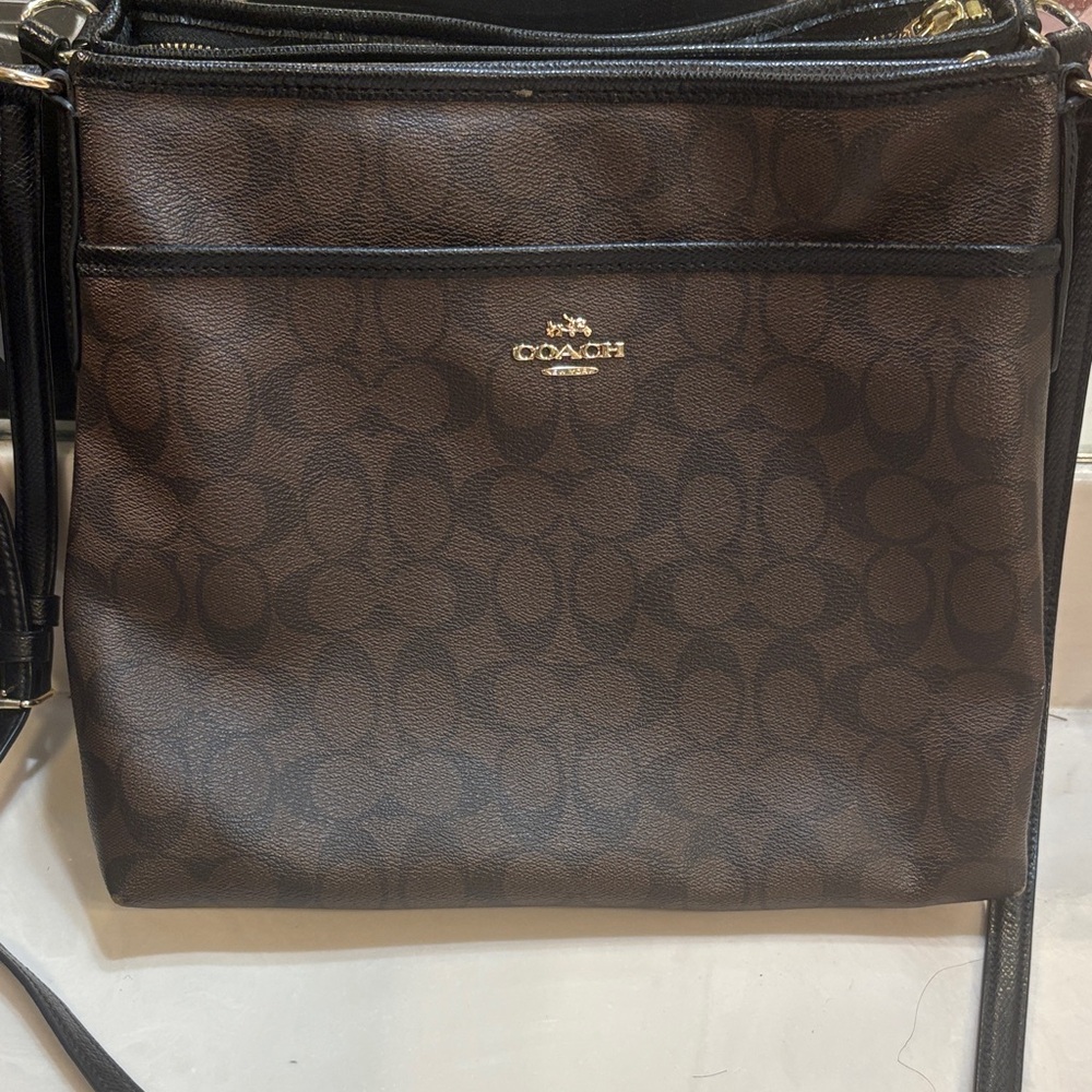 Coach Dark Brown Signature Shoulder Bag